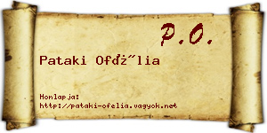 Pataki Ofélia névjegykártya